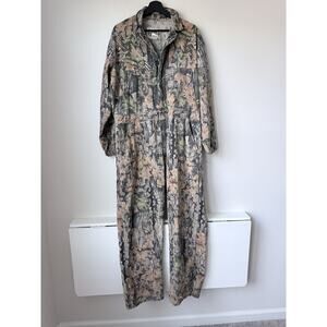 Vintage Deer River Coveralls Mens Large Trebark Lynch Camo Hunting USA 90 *FLAWS